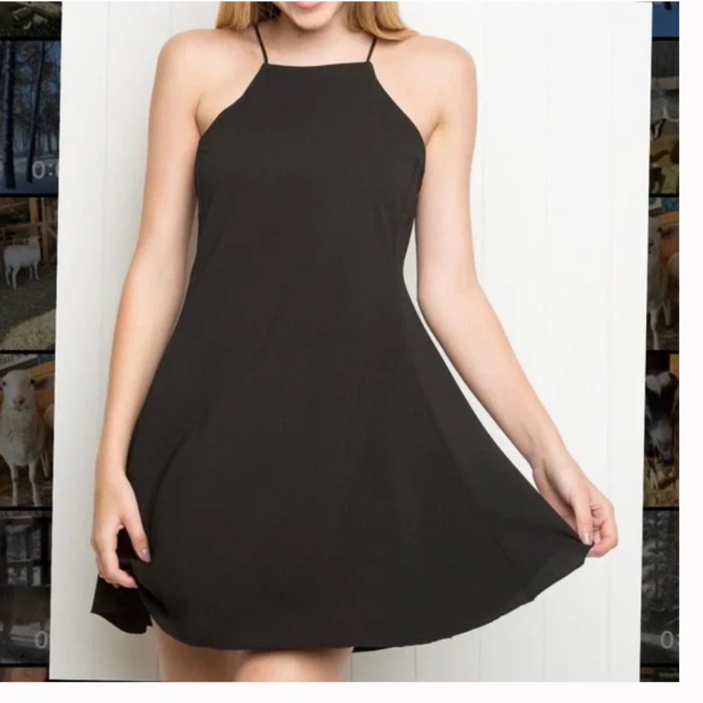 BRANDY MELVILLE Black High Neck Tank Mini Dress One Size